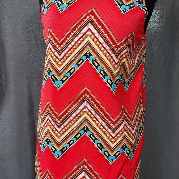💕TCEC patterened sleevless dress size Large. Orange - Picture 2 of 5